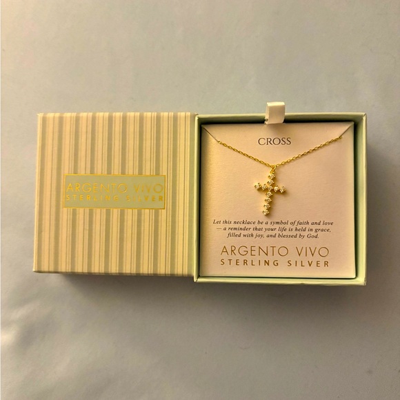 NEW Argento Vivo Gold Cross Necklace - Picture 1 of 2